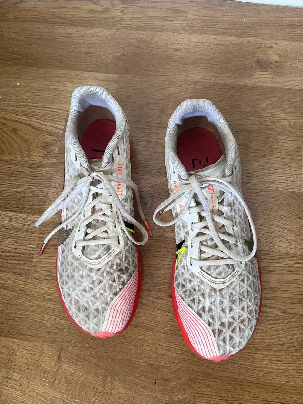 Nike Women's Light Gray and Coral Athletic Running Shoes - Size 5.5